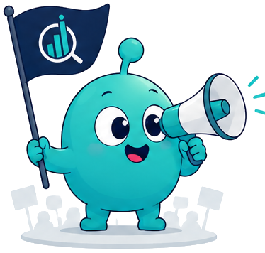 Mascote com bandeira e megafone